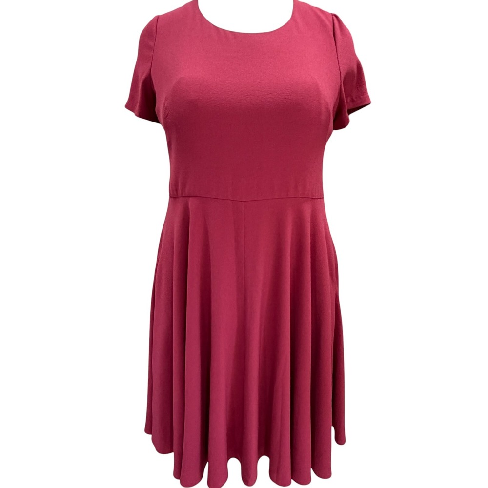 Gal Meets Glam Women's Size 20 Berry Pink Fit & Flare Midi Dress Career Church - Picture 5 of 8